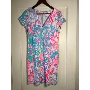 lilly pulitzer turquoise and gold dress Newport Look Shift Dress in Black main image 0